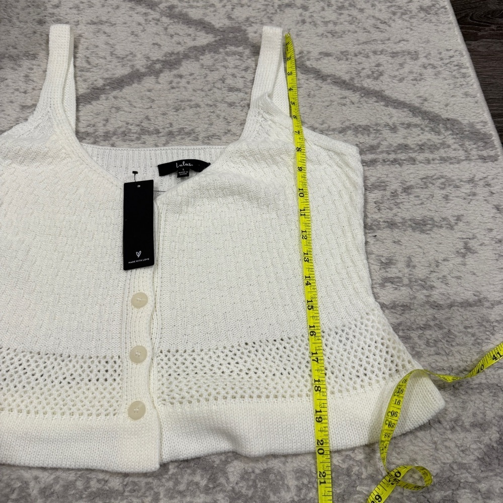 Lulu's Cream Knit Button-Front Crop Top - Picture 8 of 8